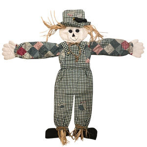 Handmade Cloth Scarecrow Multicolor Green 39" Long
